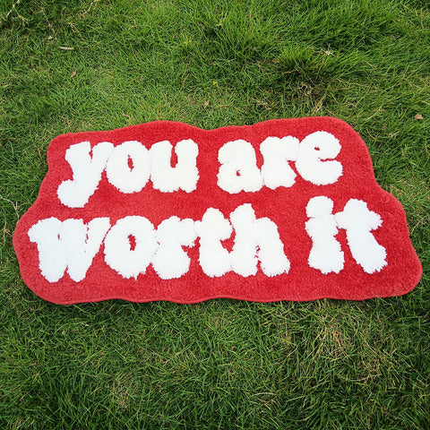 Letter "You Are Worth It" Tufted Rug