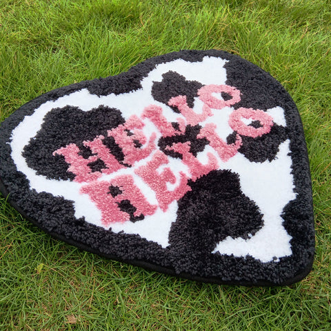 "HELLO HELLO" Dairy Cow Tufted Rug