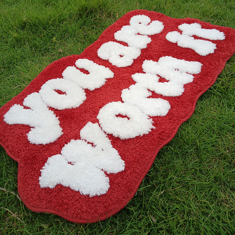 Letter "You Are Worth It" Tufted Rug