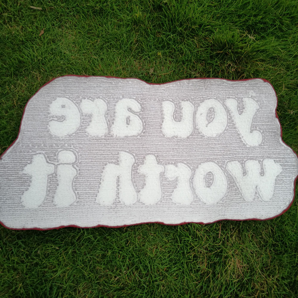 Letter "You Are Worth It" Tufted Rug