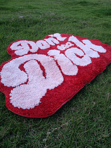 Don'T Be A Dick Pink/Red Tufted Rug