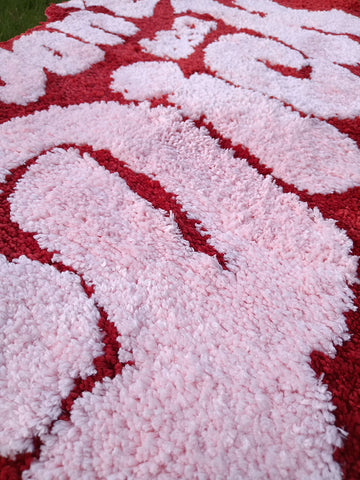 Don'T Be A Dick Pink/Red Tufted Rug