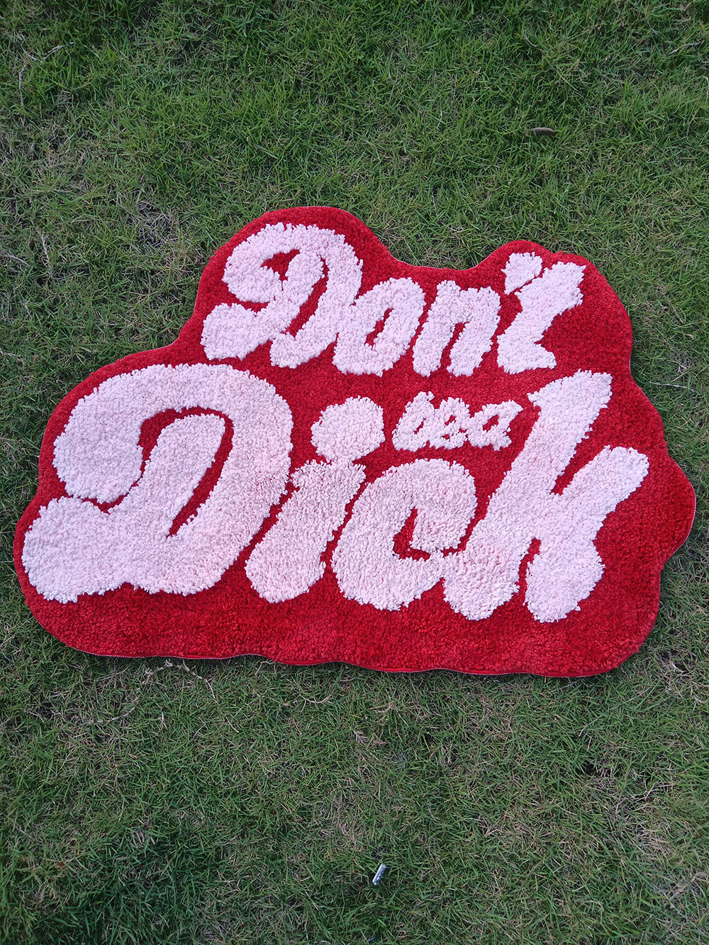 Don'T Be A Dick Pink/Red Tufted Rug